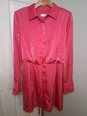 Vintage BCBG Dark Pink Midi Dress With Shoulder Pads Medium
